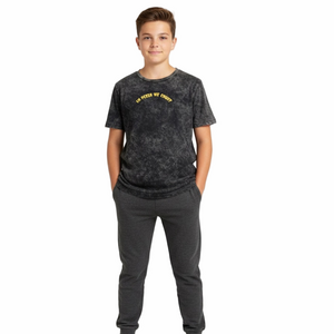 West 49 In Pizza We Crust Black Grey Graphic Tee T-Shirt Short Sleeve Youth 14